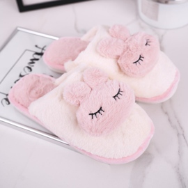 Dámské kožešinové pantofle, kožešinový bílý a růžový králík 1