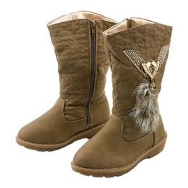 Dětské zateplené boty Eilris pro dívky béžový khaki 2