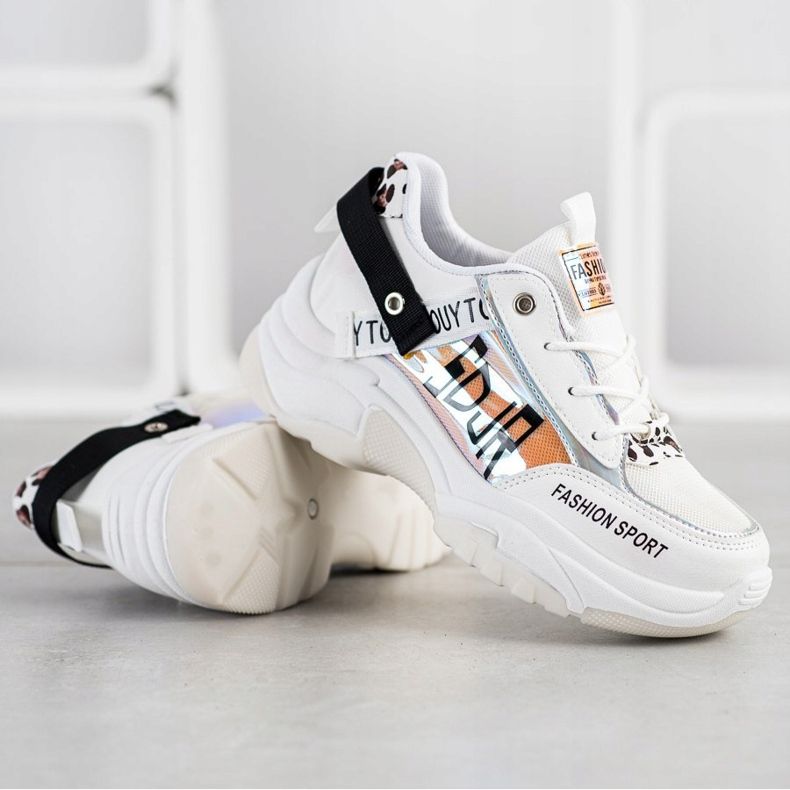 SHELOVET Módní sportovní tenisky bílý hnědý černá oranžový 1