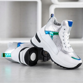 Ideal Shoes Vysoké tenisky z ekologické kůže bílý stříbro 2