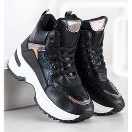 Ideal Shoes Vysoké tenisky z ekologické kůže černý růžový 1