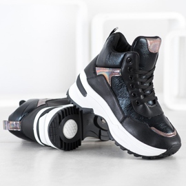 Ideal Shoes Vysoké tenisky z ekologické kůže černý růžový 2