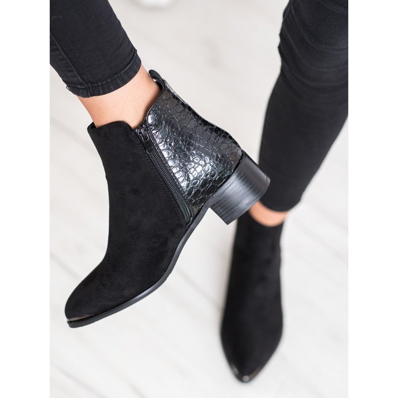 Kayla Stylové kozačky na nízkém sloupku černá 2