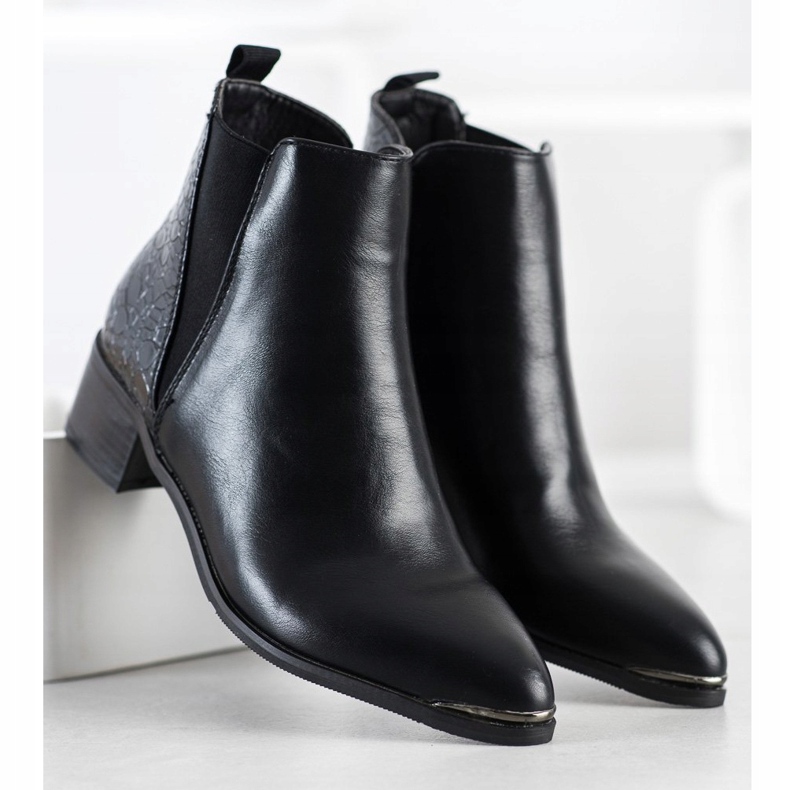 Kayla Stylové kozačky na nízkém sloupku černá 2