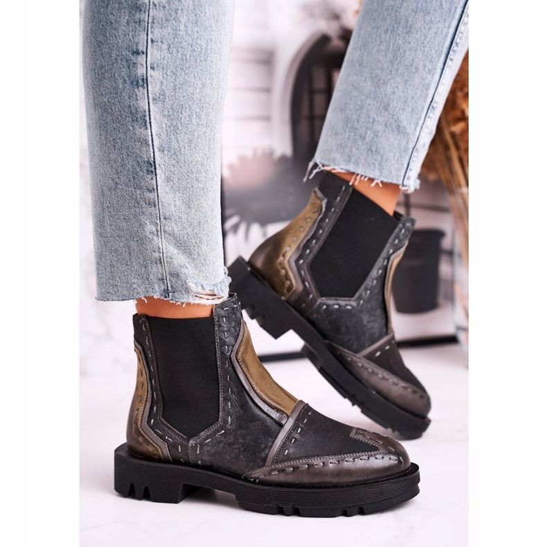 Dámské kožené kozačky Jodhpur Maciejka Grey 04634-03 béžový hnědý šedá 1 Dámské kožené kozačky Jodhpur Maciejka Grey 04634-03 béžový hnědý šedá 1