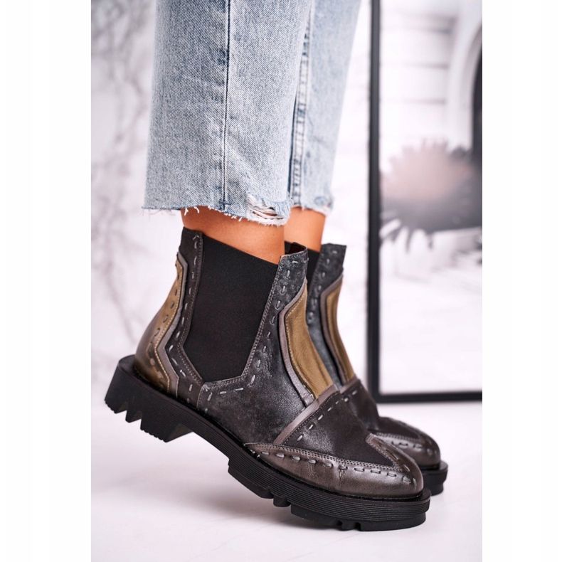 Dámské kožené kozačky Jodhpur Maciejka Grey 04634-03 béžový hnědý šedá 2 Dámské kožené kozačky Jodhpur Maciejka Grey 04634-03 béžový hnědý šedá 2