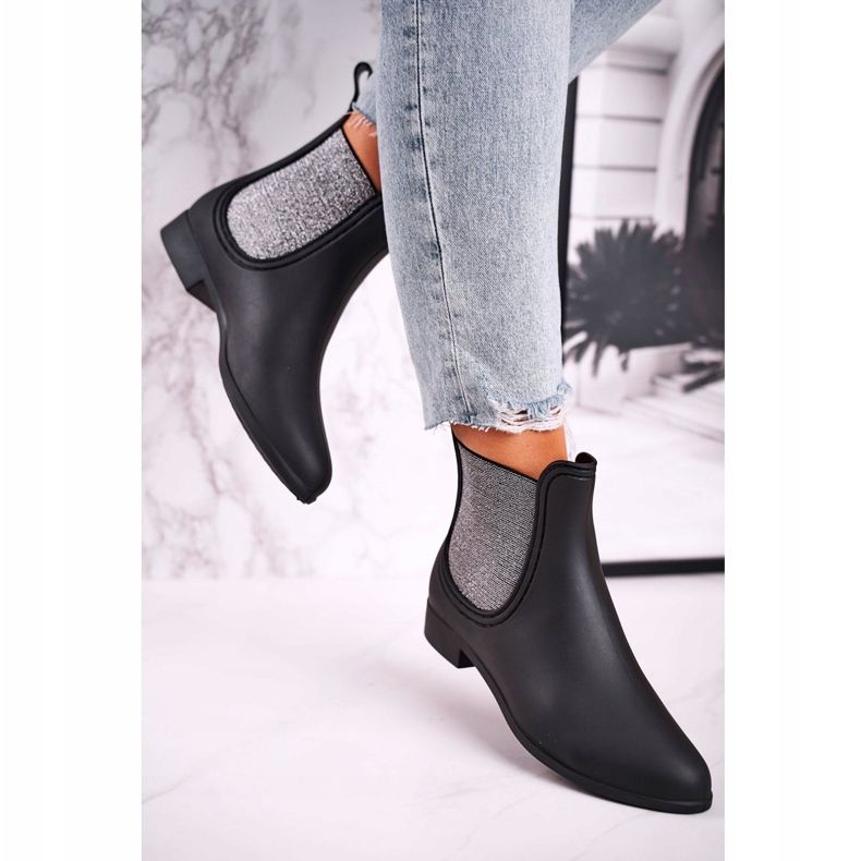 Dámské Matt Black Wellies Silver Answear černý 2