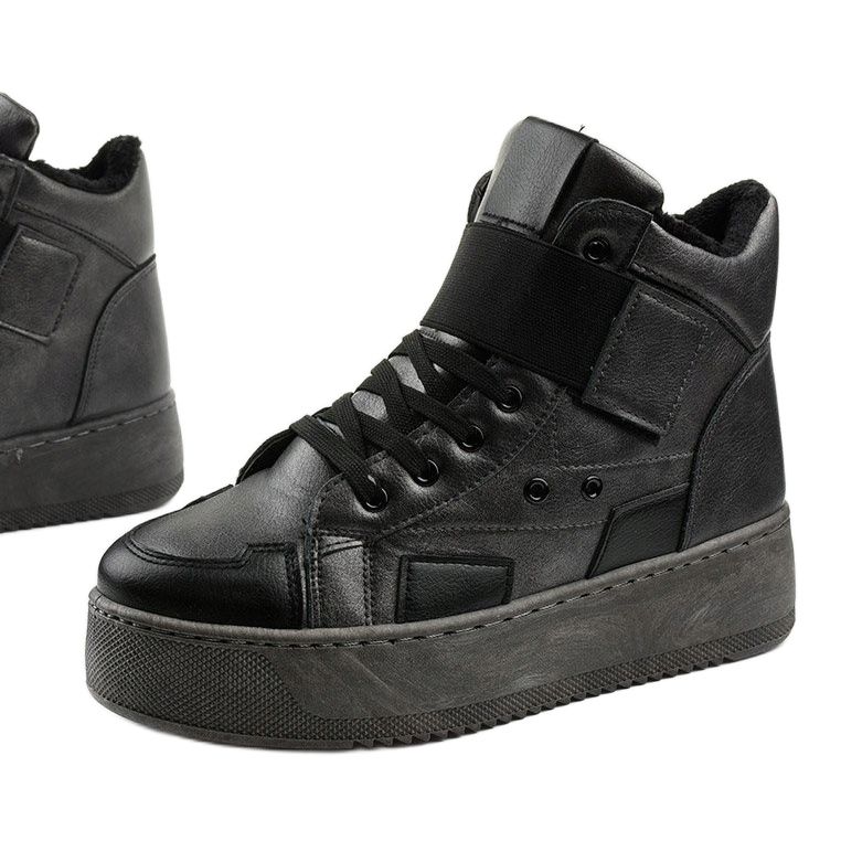 Zateplené kotníkové boty na Riverview černý šedá 1