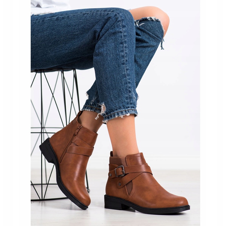 Top Shoes Klasické hnědé kozačky hnědý 2