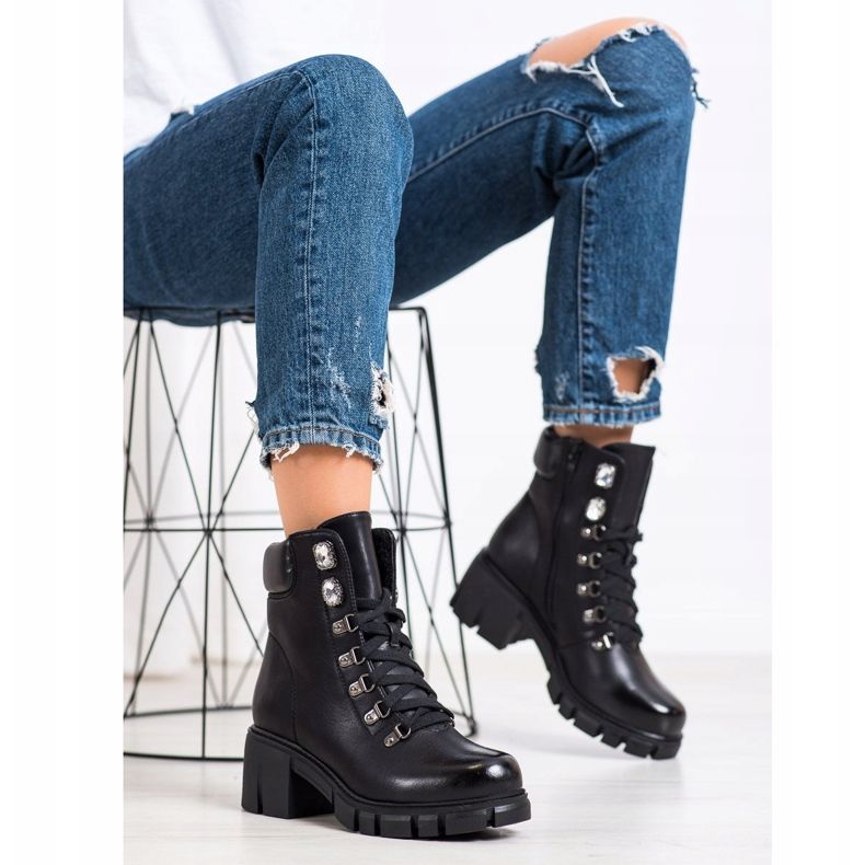 Ideal Shoes Pracovníci ekologické kůže černá 1