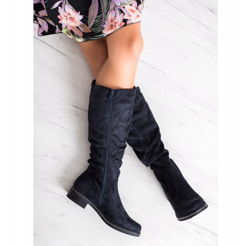 Super Me Boty s kubickým zirkonem námořnická modrá modrý 2