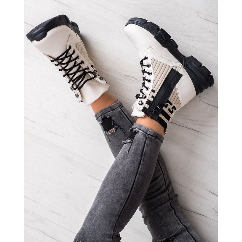 SHELOVET Šněrovací módní pracovníci bílý černá 2