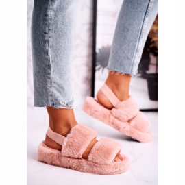 FJ1 Dámské pantofle na platformě Fur Orange Cotton Candy pomerančový 1