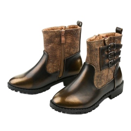 Hnědé dětské dívčí boty od Ykslet hnědý 2