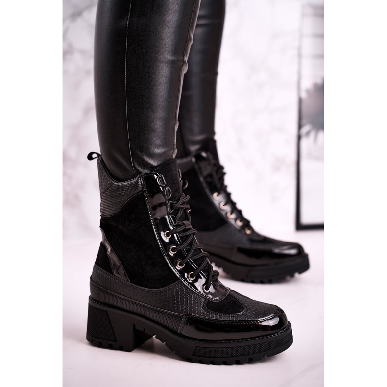 Boty Workers Warmed Black Animal Print Helena černá 1