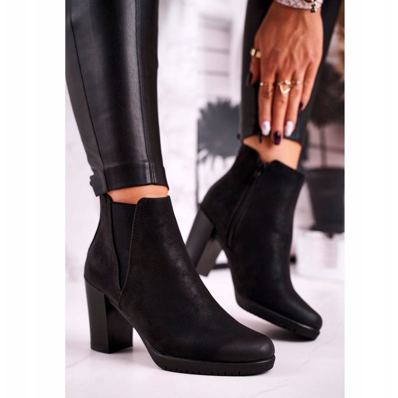 Boty na podpatku Sergio Leone Suede Black BT311 černý 2