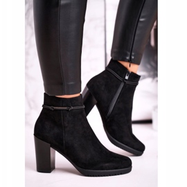 Boty na podpatku Sergio Leone Suede Black BT306 černý 1