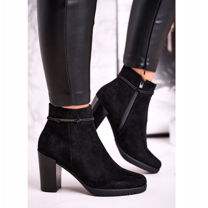 Boty na podpatku Sergio Leone Suede Black BT306 černý 1
