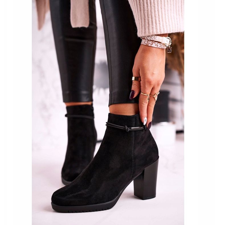 Boty na podpatku Sergio Leone Suede Black BT306 černý 2