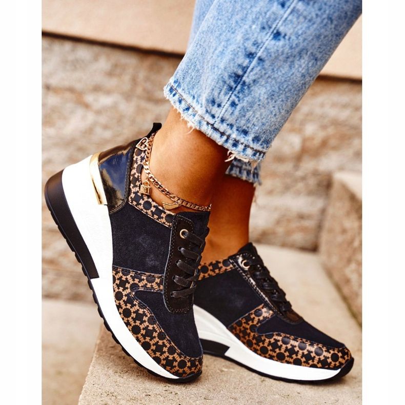 S.Barski Dámské sportovní boty Tenisky černé bílé Metronus béžový černá zlatý 2