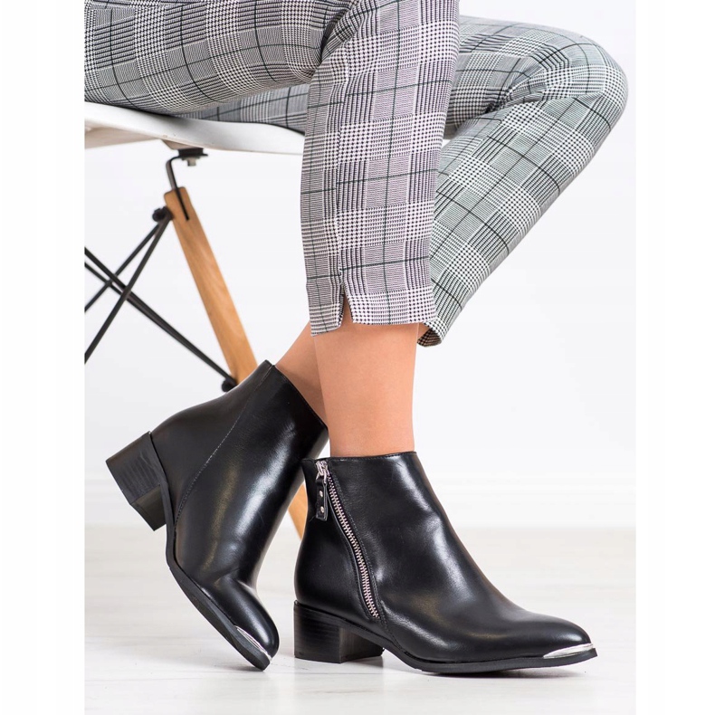 Kayla Stylové kozačky na zip černá stříbrný 1