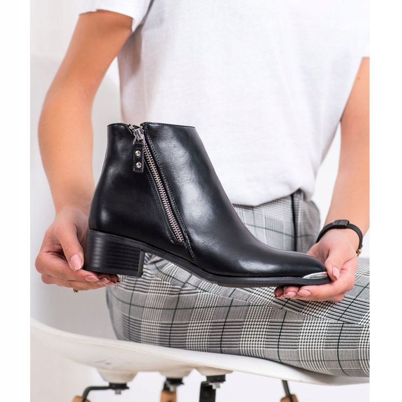 Kayla Stylové kozačky na zip černá stříbrný 2