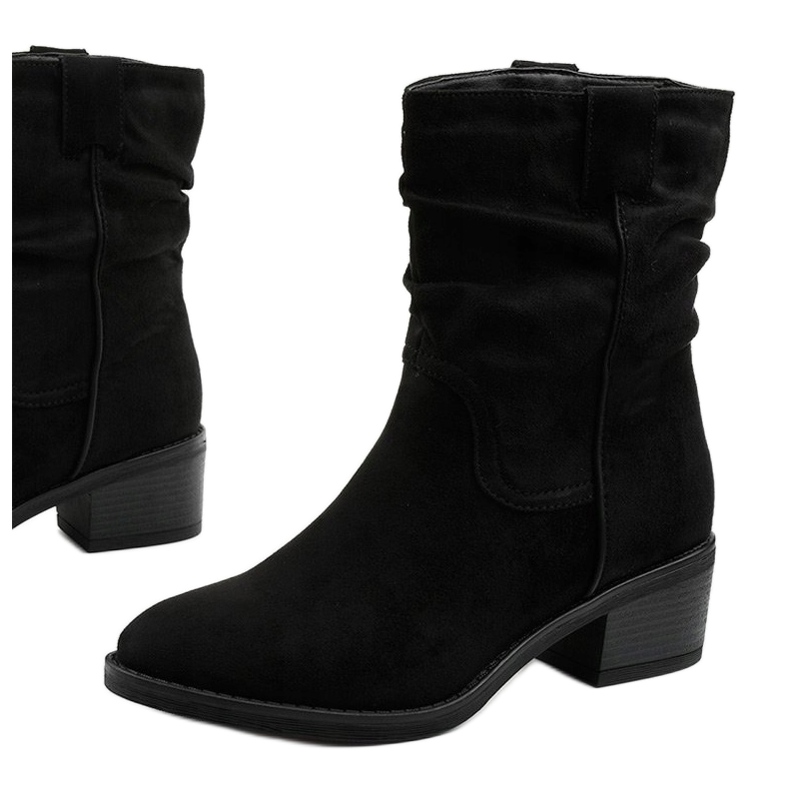 Kovbojské boty Fyrelnet zateplené černým semišem 1