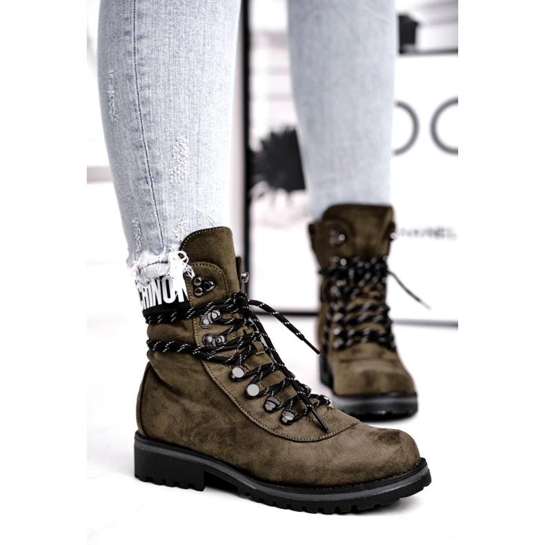 Evento Dámské dřevěné boty High Khaki 9BT35-1331 Dk.Green černá 1