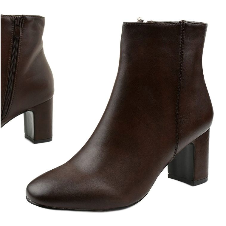 Hnědé kotníkové boty z ekokůže na sloupku Nilandaley hnědý 1