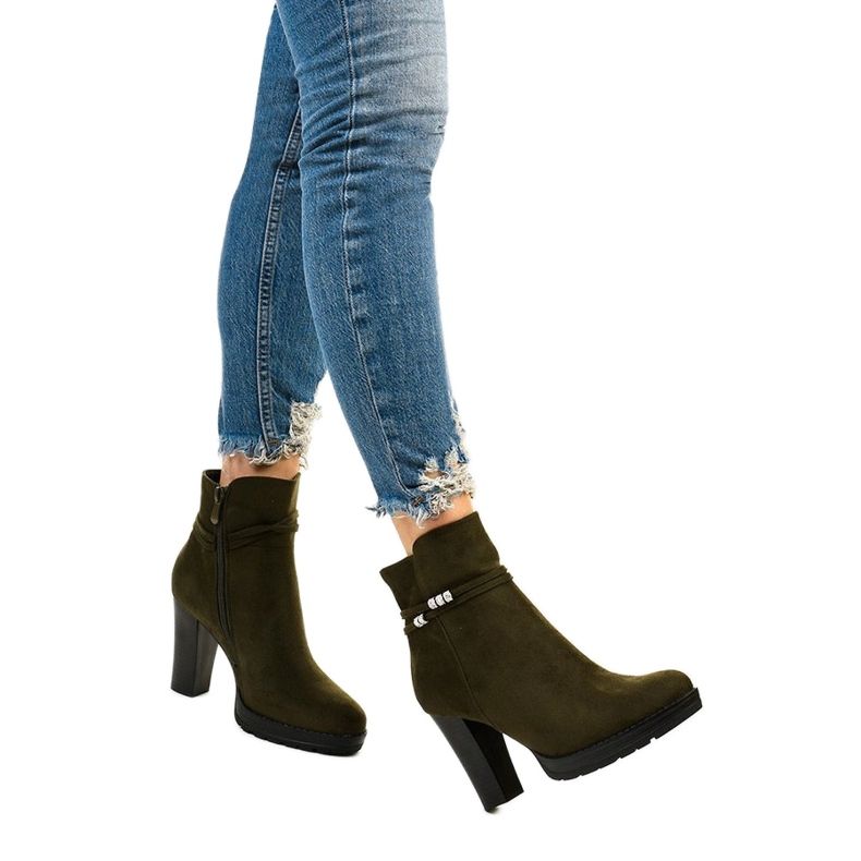 Zelené vysoké kozačky na sloupku Vabella zelená 1