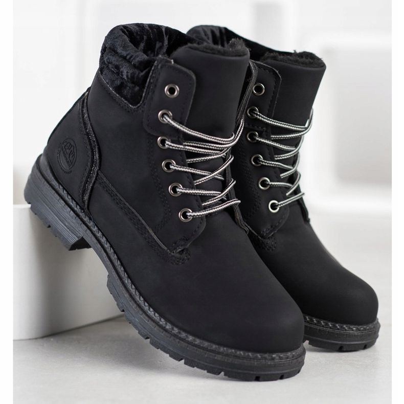 SHELOVET Turistické boty s velurovými svršky černá 1