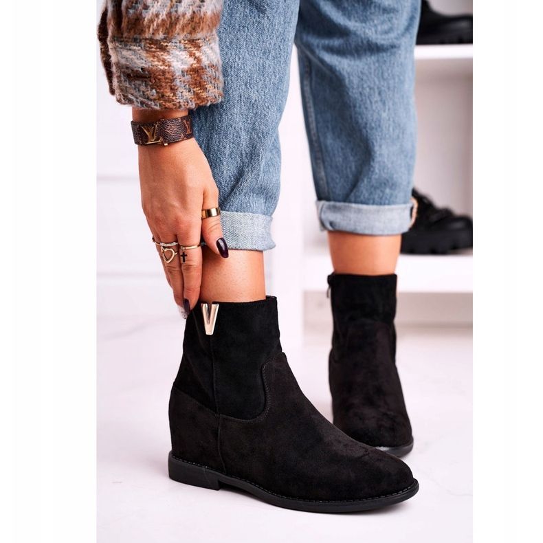 FG1 Dámské kotníkové boty semišové černé Vanya černá 1