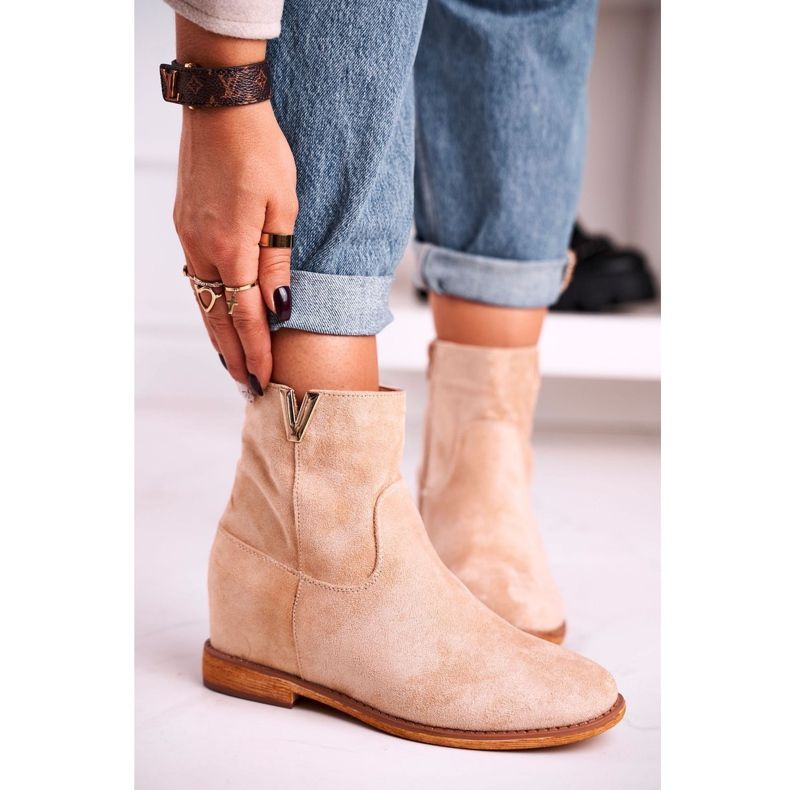 FG1 Dámské kotníkové boty semišové béžové Vanya béžový 1