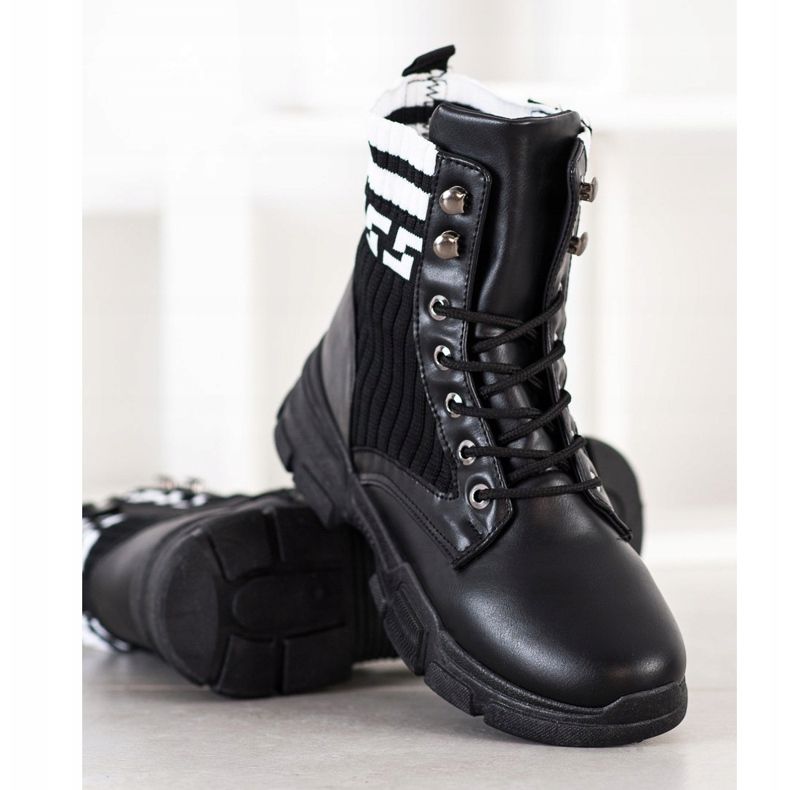 SHELOVET Šněrovací módní pracovníci bílý černá 1