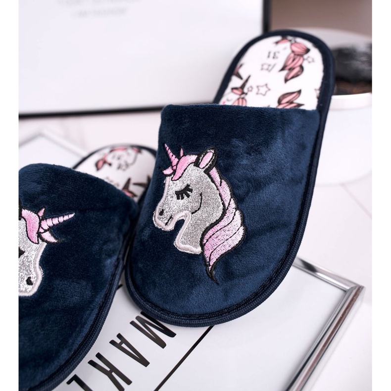 Dětské přezůvky s Unicorn Navy Blue Unicorn námořnická modř 1