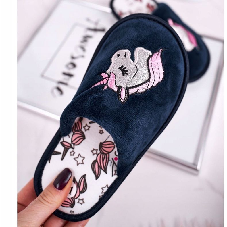 Dětské přezůvky s Unicorn Navy Blue Unicorn námořnická modrá 2