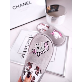 Dětské šedé pantofle Unicorn s Unicorn šedá 2