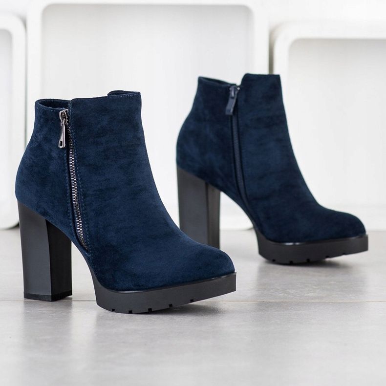 Small Swan Kozačky na vysokém podpatku námořnická modrá 1