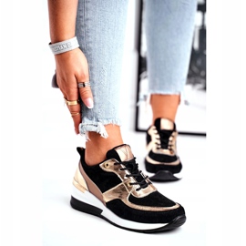 Vinceza Dámská sportovní obuv kůže černá a zlatá 21-7777 zlatý 1