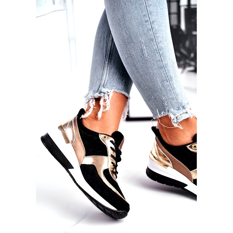 Vinceza Dámská sportovní obuv kůže černá a zlatá 21-7777 zlatý 3