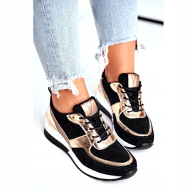 Vinceza Dámská sportovní obuv kůže černá a zlatá 21-7777 zlatý 4