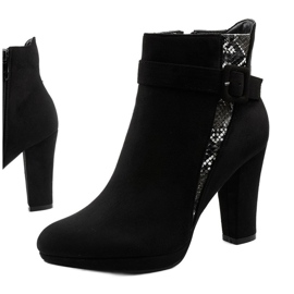 Černé kozačky na sloupek s eko semišem Lysianassa černá 1