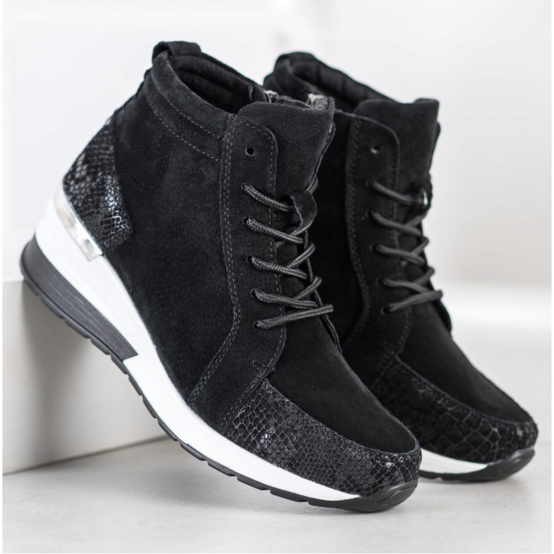 Filippo Šněrovací kožené boty černý 1