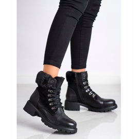 Super Mode Teplé, svázané boty černý 1