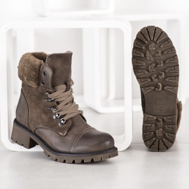 Super Mode Teplé, svázané boty šedá 1