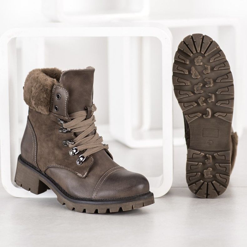 Super Mode Teplé, svázané boty šedá 1