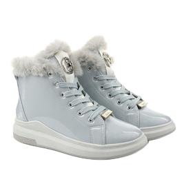 Šedé boty, zateplené boty Freemans šedá 2