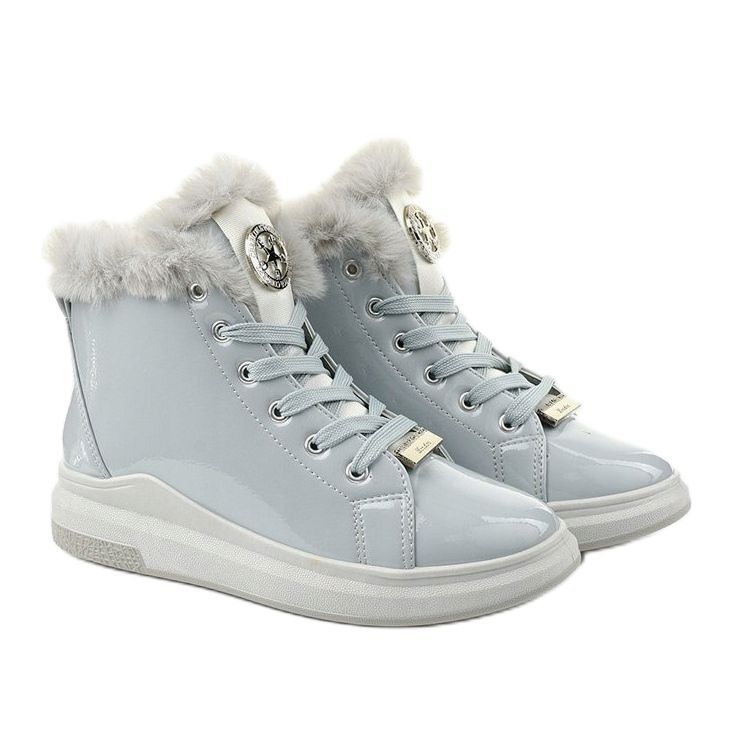 Šedé boty, zateplené boty Freemans šedá 2