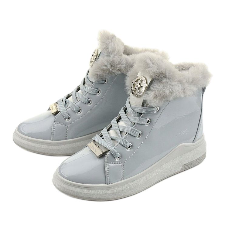 Šedé boty, zateplené boty Freemans šedá 1