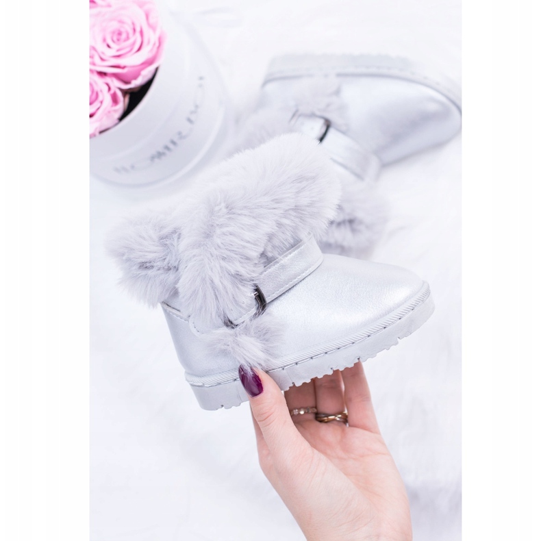 FRROCK Teplé dětské sněhule s kožešinovými stříbrnými želé 1 FRROCK Teplé dětské sněhule s kožešinovými stříbrnými želé 1